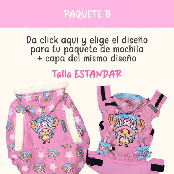 Paquete B ESTANDAR mochila + capa del mismo diseño