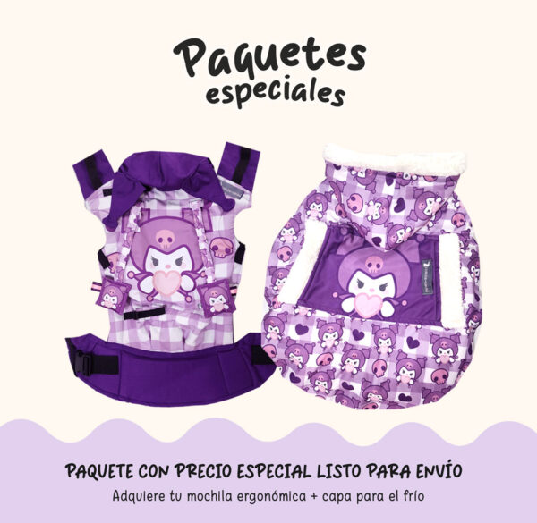 Paquete B ESTANDAR mochila Kuromi + capa STOCK