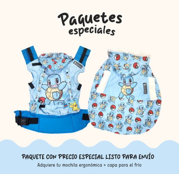 Paquete B ESTANDAR mochila Squirtle + capa STOCK