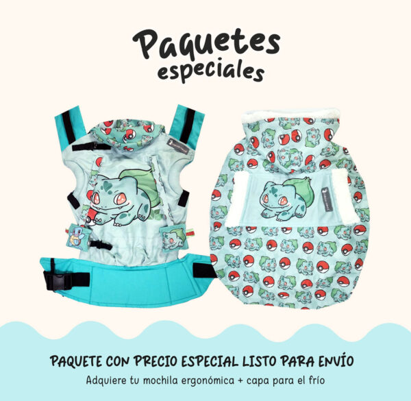 Paquete B ESTANDAR mochila Bulbasaur + capa STOCK