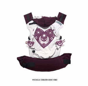 Mochila ergonómica ESTANDAR Corazón boho vino STOCK